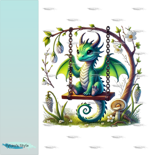 Bügelbild Drache auf Schaukel #5 Fylou's Style