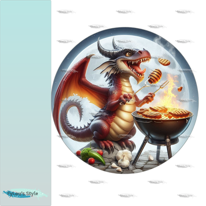 Bügelbild Drache beim Grillen #3 Fylou's Style