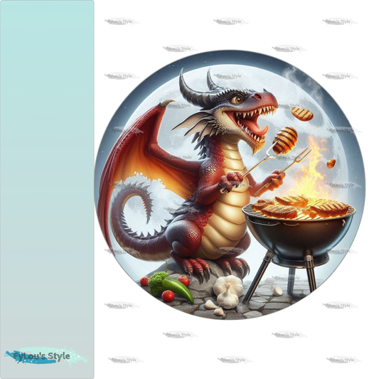 Bügelbild Drache beim Grillen #3 Fylou's Style