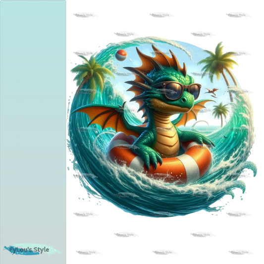 Bügelbild Drache in Wassereifen #3 Fylou's Style