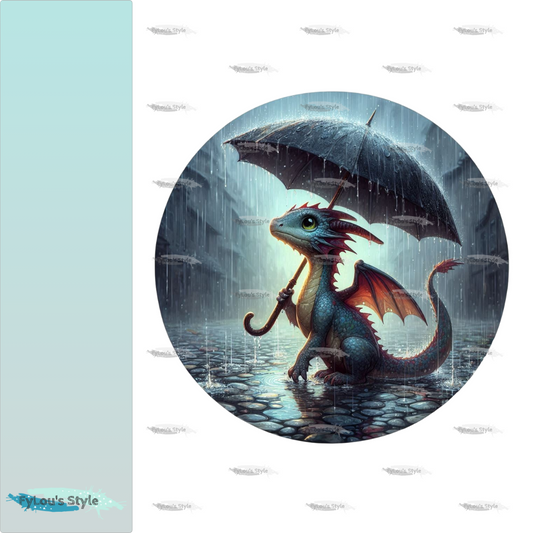Bügelbild Drache mit Regenschirm #1