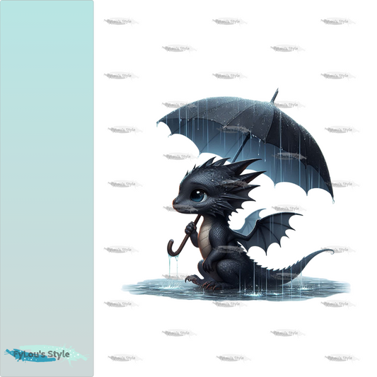 Bügelbild Drache mit Regenschirm #2
