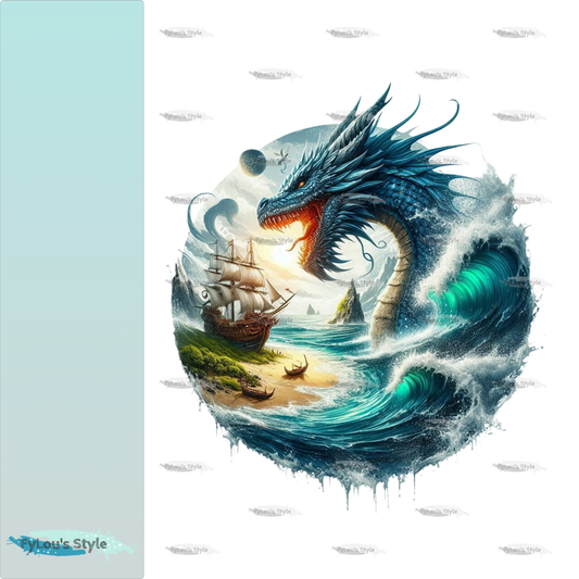 Bügelbild Drache mit Schiff #1 Fylou's Style