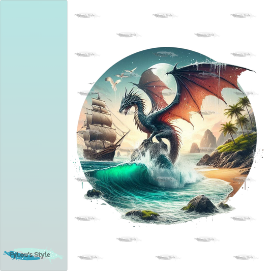 Bügelbild Drache mit Schiff #3 Fylou's Style