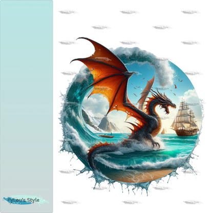 Bügelbild Drache mit Schiff #4 Fylou's Style