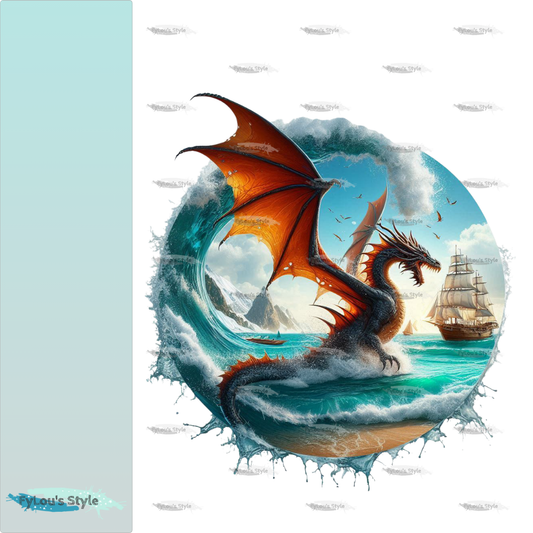 Bügelbild Drache mit Schiff #4 Fylou's Style