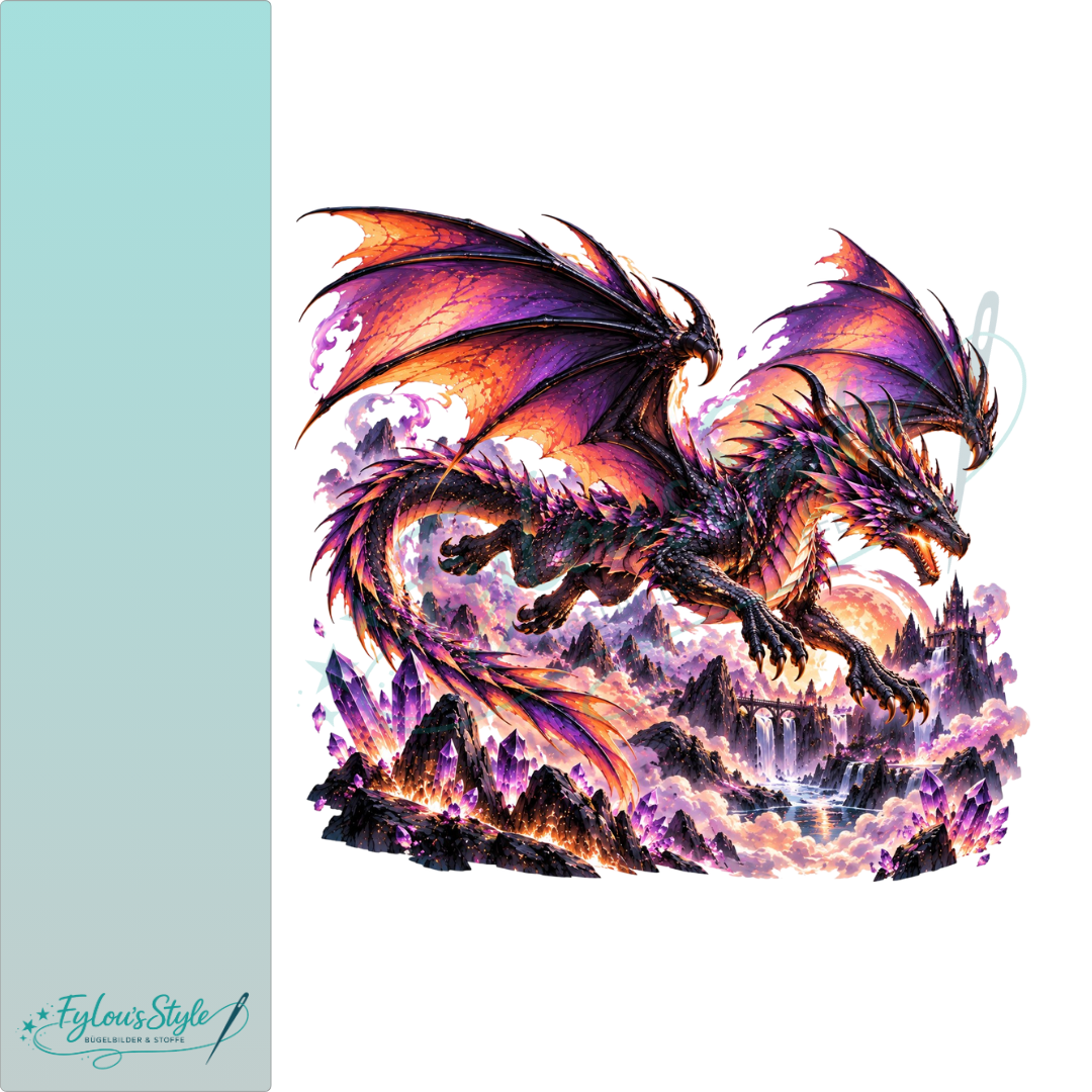 Bügelbild Drache über dem Kristalltal