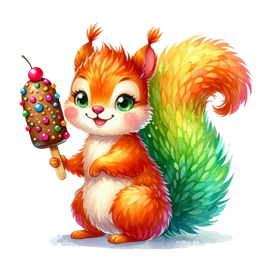 Bügelbild Eichhörnchen isst Eis Fylou's Style
