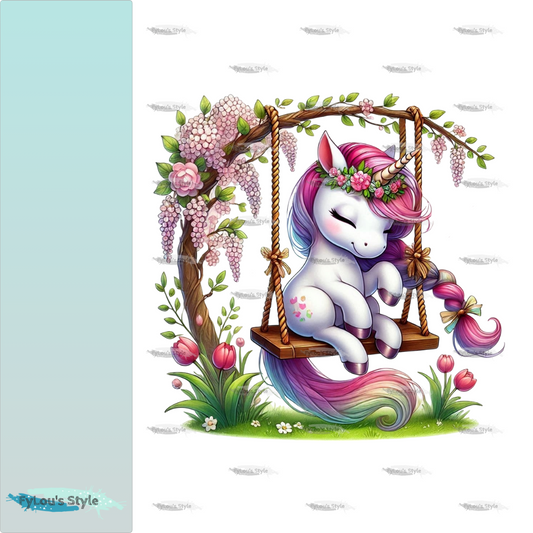 Bügelbild Einhorn auf Schaukel #4 Fylou's Style