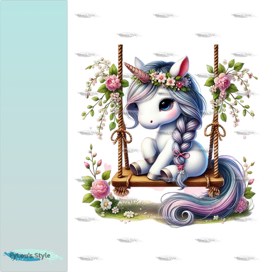 Bügelbild Einhorn auf Schaukel #5 Fylou's Style