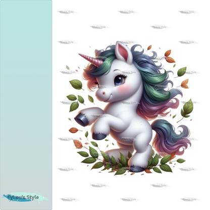 Bügelbild Einhorn mit Blättern #1
