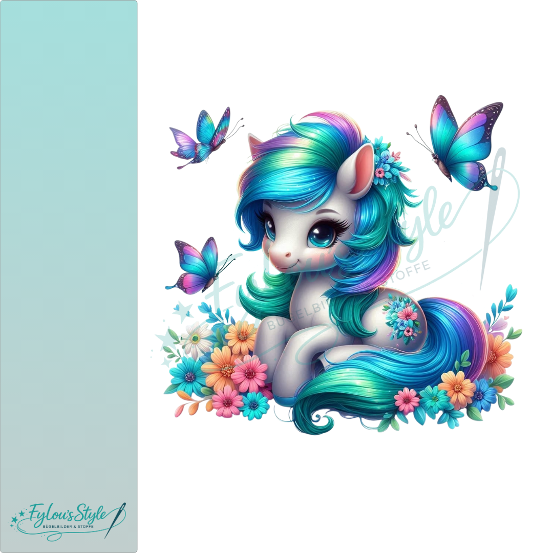 Bügelbild Einhorn mit Schmetterlinge #3