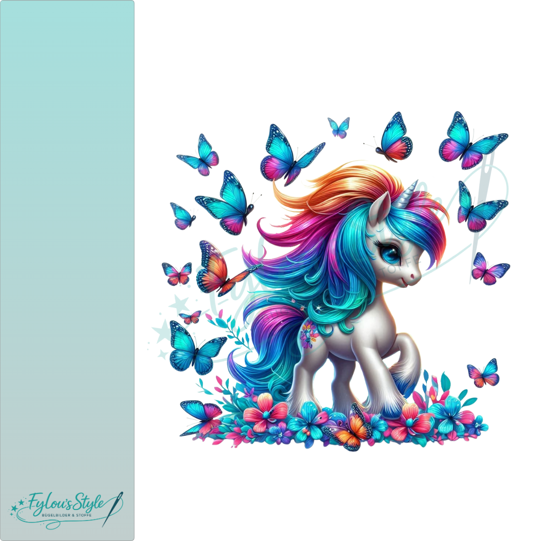 Bügelbild Einhorn mit Schmetterlinge #6