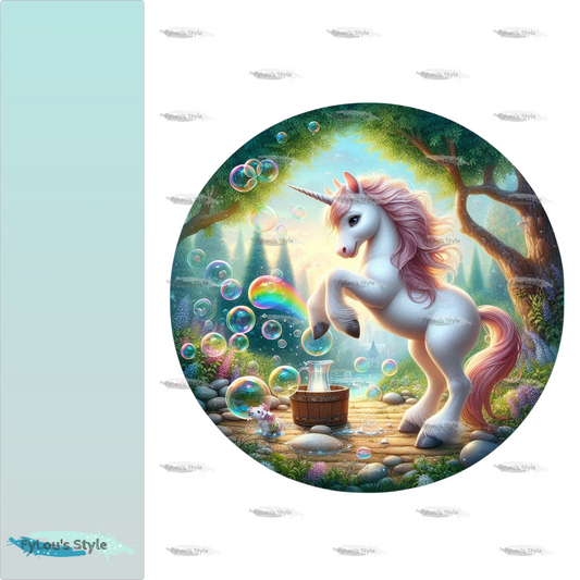 Bügelbild Einhorn mit Seifenblasen #1 Fylou's Style