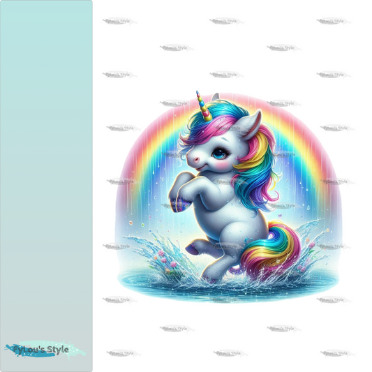 Bügelbild Einhorn tanzt unterm Regenbogen #1