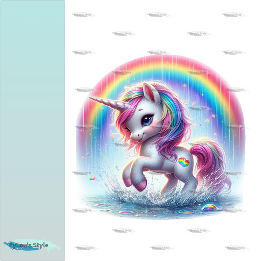 Bügelbild Einhorn tanzt unterm Regenbogen #3