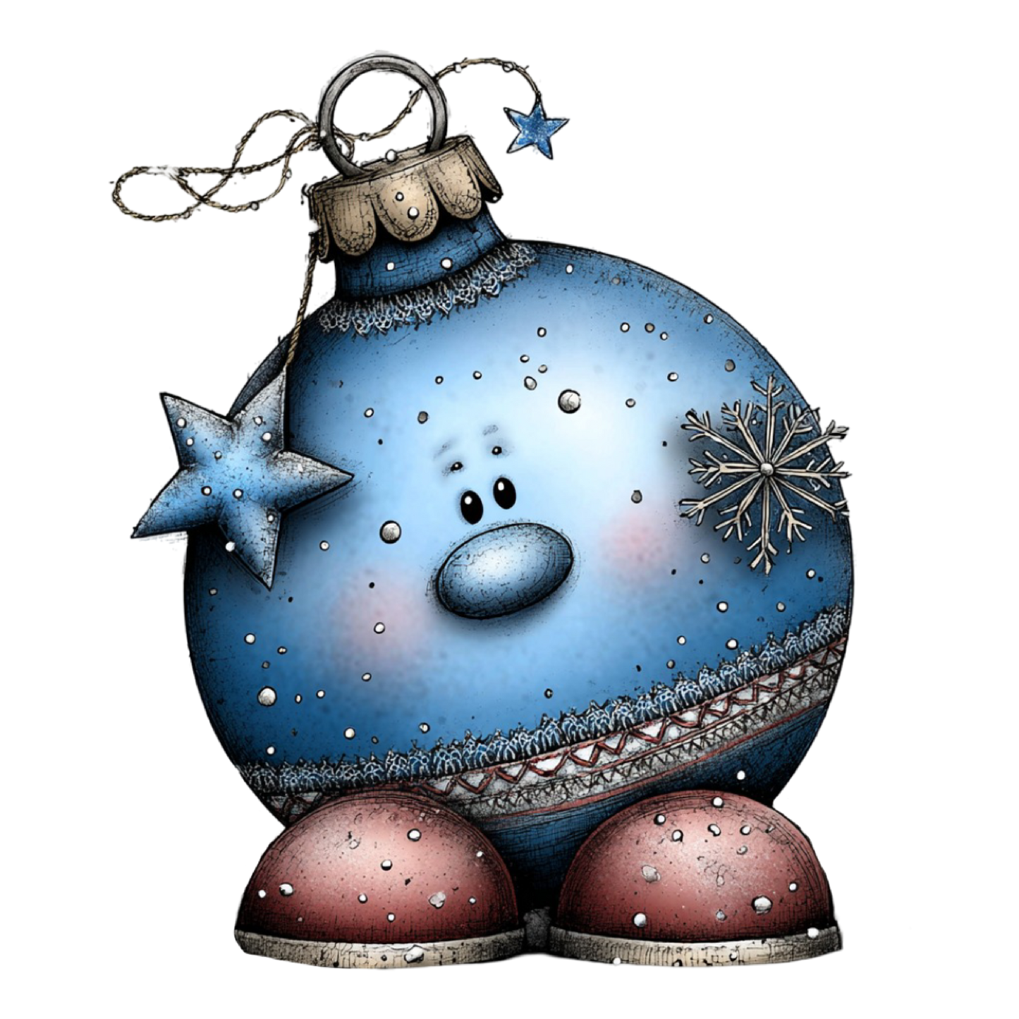 Bügelbild Eisblaue Weihnachtskugel