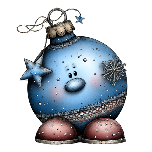 Bügelbild Eisblaue Weihnachtskugel