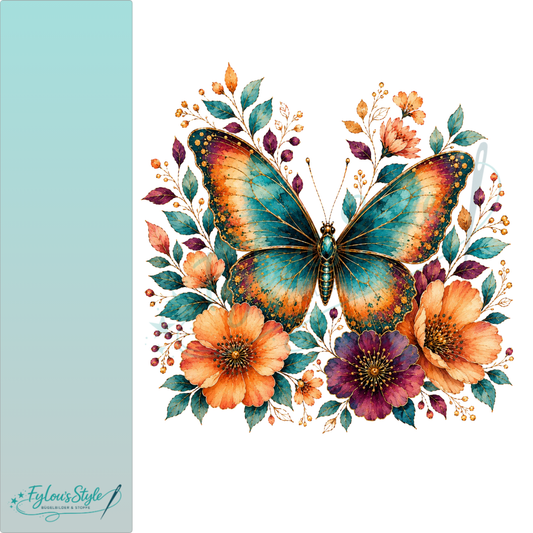 Bügelbild  Eleganter Schmetterling im Blütenzauber