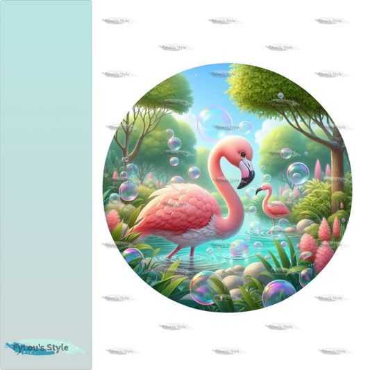 Bügelbild Flamingo mit Seifenblasen #1 Fylou's Style