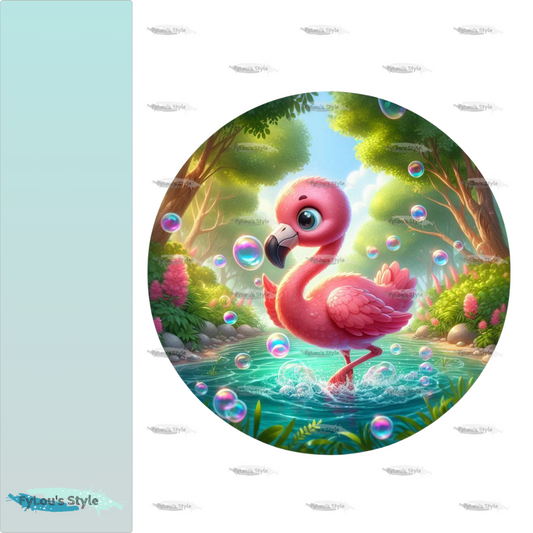 Bügelbild Flamingo mit Seifenblasen #3 Fylou's Style
