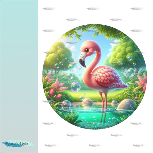 Bügelbild Flamingo mit Seifenblasen #4 Fylou's Style