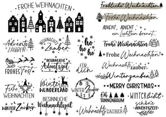 A4 Bogen Rub ON Sticker  Fröhliche Weinachten