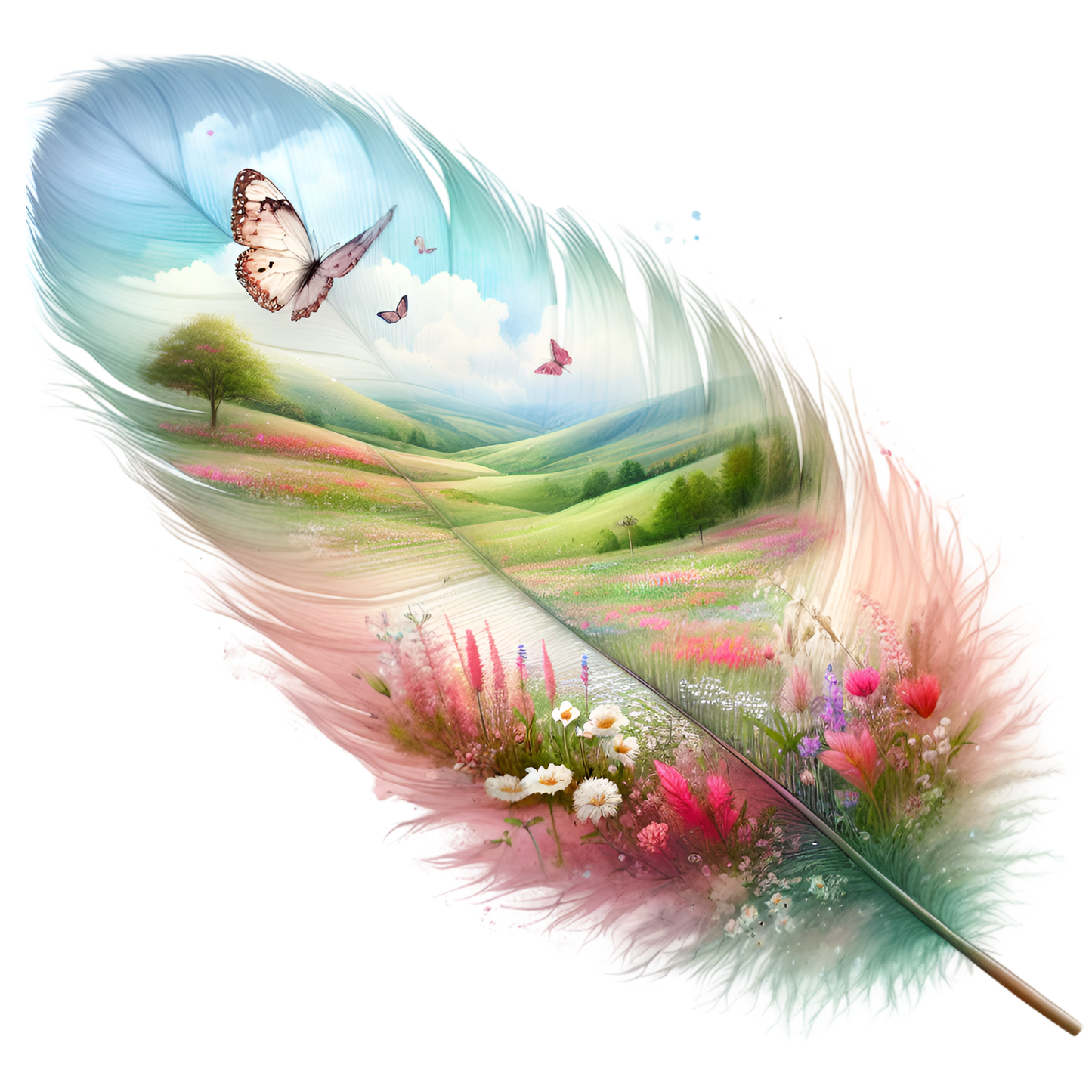 Bügelbild Frühling Feder