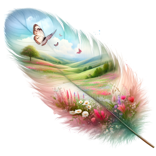 Bügelbild Frühling Feder