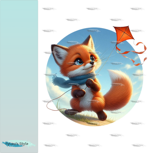 Bügelbild Fuchs beim Drachen steigen #1