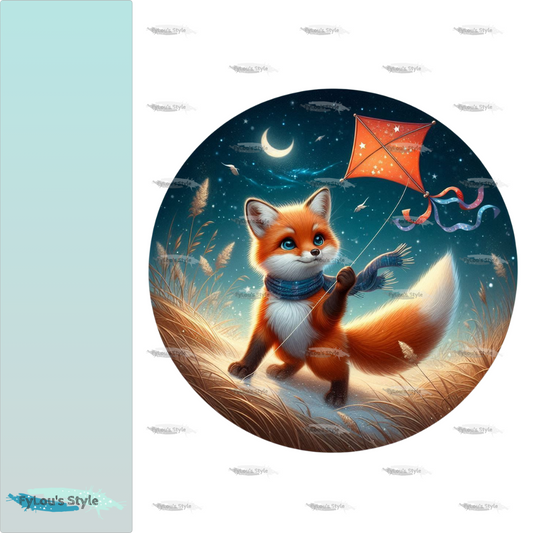 Bügelbild Fuchs beim Drachen steigen #2