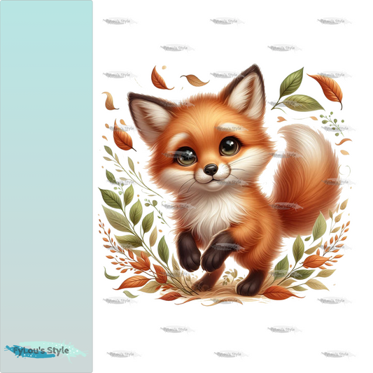 Bügelbild Fuchs mit Blättern #1