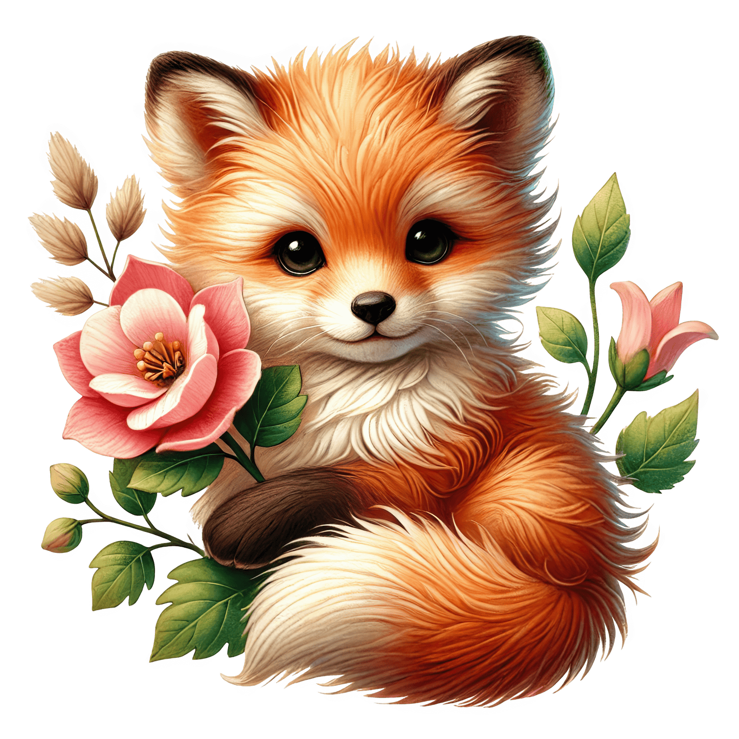 Bügelbild Fuchs mit Blume #1