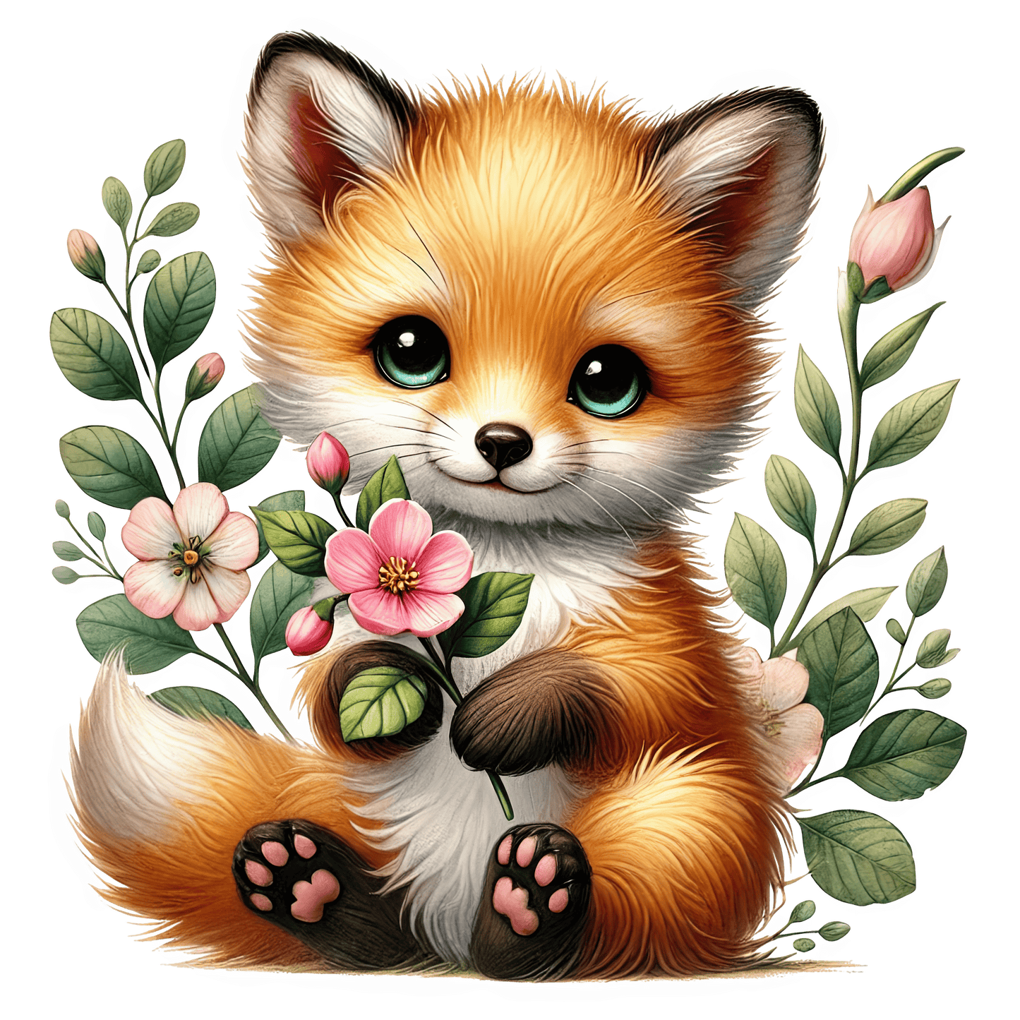 Bügelbild Fuchs mit Blume #2