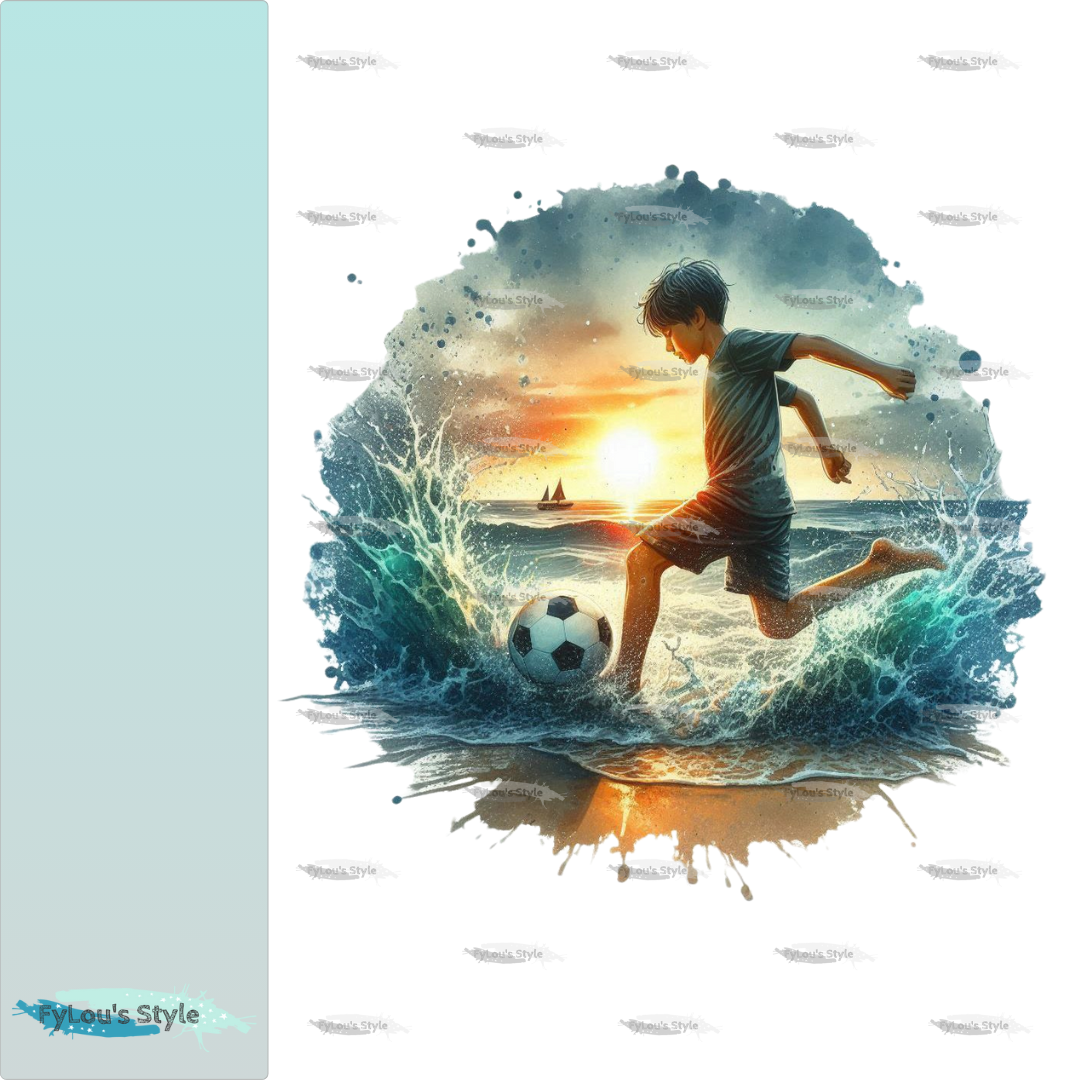 Bügelbild Fussball am Strand #3 Fylou's Style