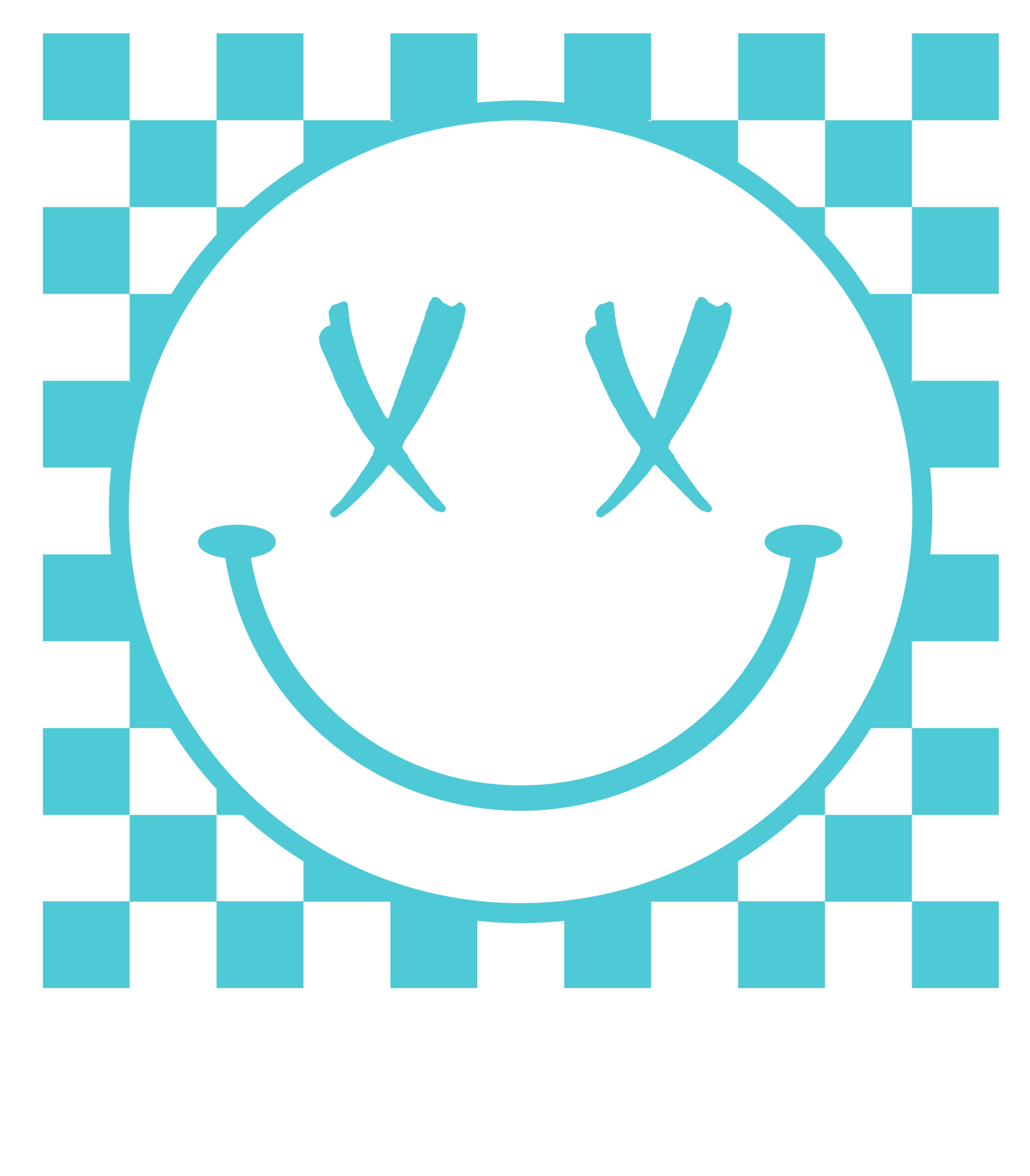 Bügelbild Smiley Neon Aqua