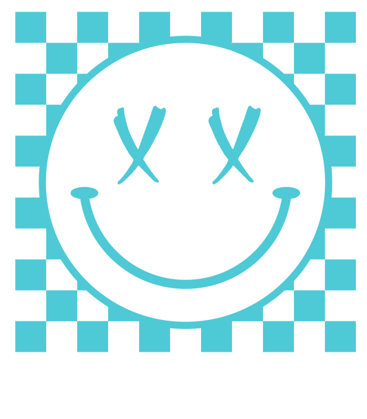 Bügelbild Smiley Neon Aqua