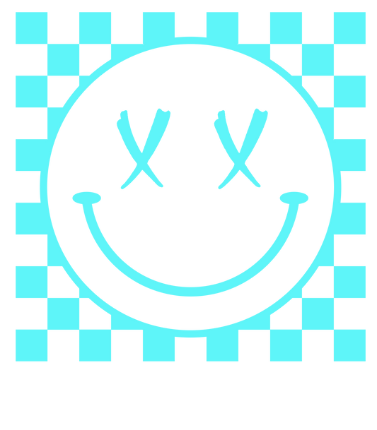 Bügelbild Smiley Neon Türkis