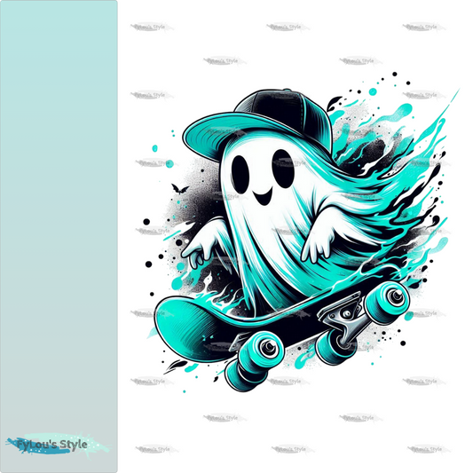 Bügelbild Geist auf Skateboard Mint #1