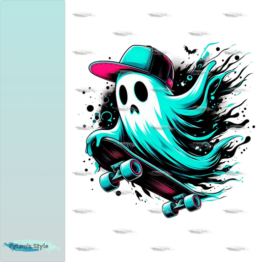 Bügelbild Geist auf Skateboard Mint #2