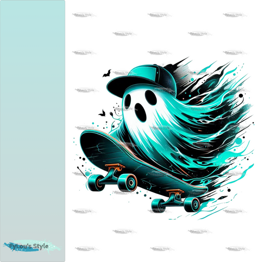 Bügelbild Geist auf Skateboard Mint #3