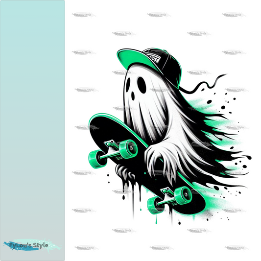 Bügelbild Geist auf Skateboard Mint #4
