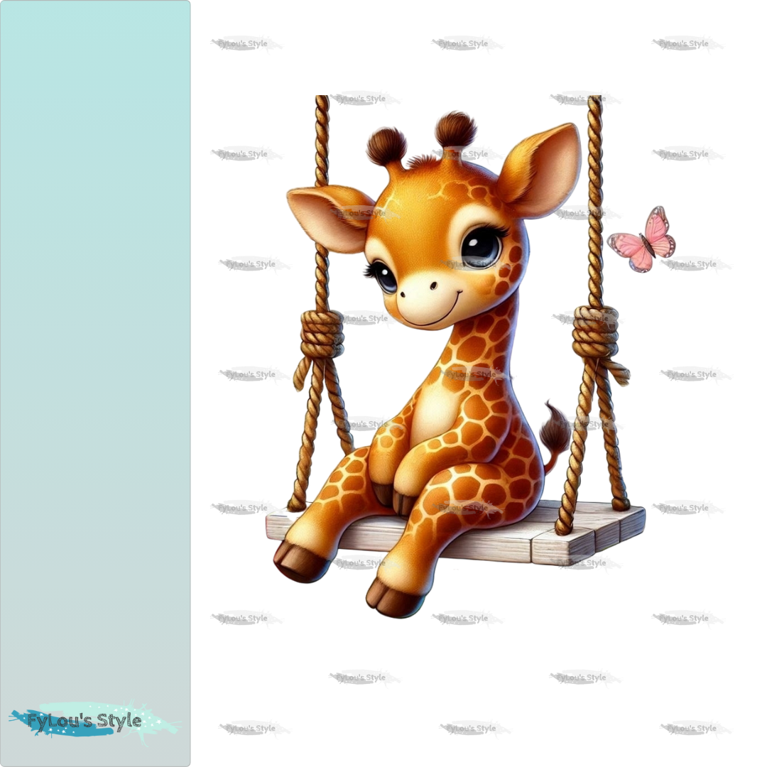 Bügelbild Giraffe auf Schaukel #2 Fylou's Style