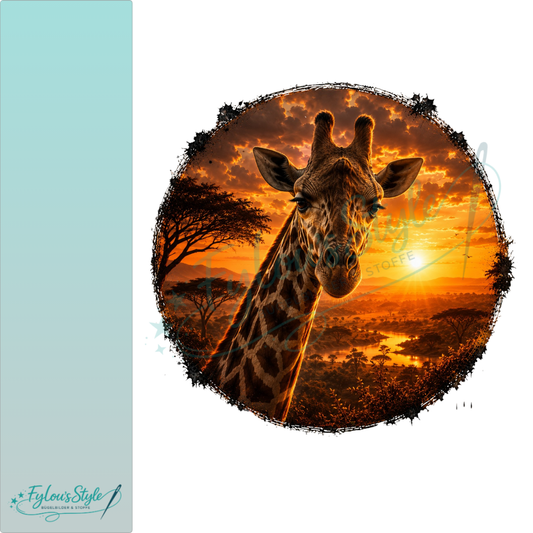 Bügelbild  Giraffe im goldenen Sonnenuntergang