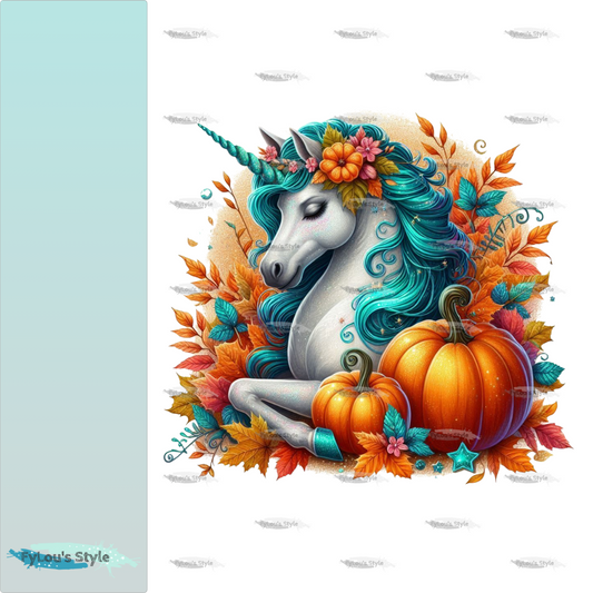 Bügelbild Glitzer Herbst Einhorn #1