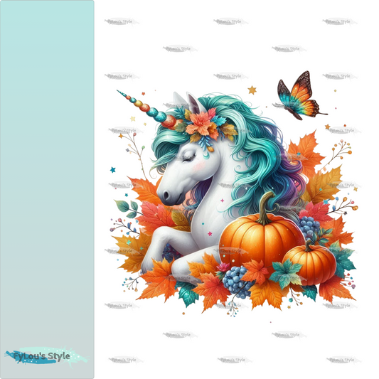 Bügelbild Glitzer Herbst Einhorn #2