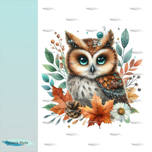 Bügelbild Glitzer Herbst Eule #3