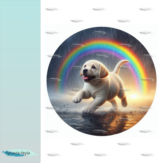 Bügelbild Golden Retriever unterm Regenbogen #1