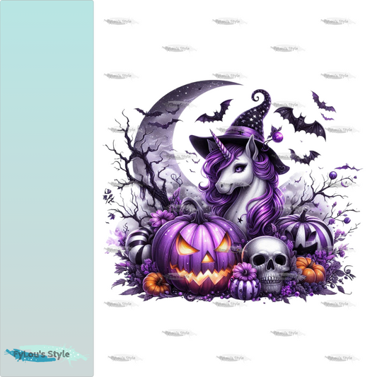 Bügelbild Gothik Halloween Einhorn #2