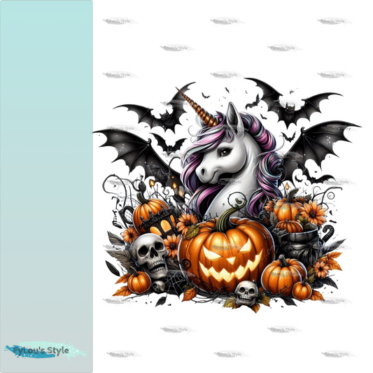 Bügelbild Gothik Halloween Einhorn #3